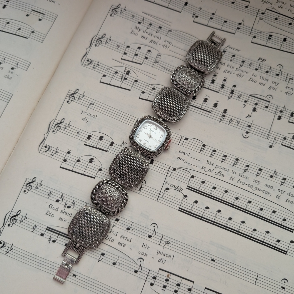 Silver Textured Bracelet Watch